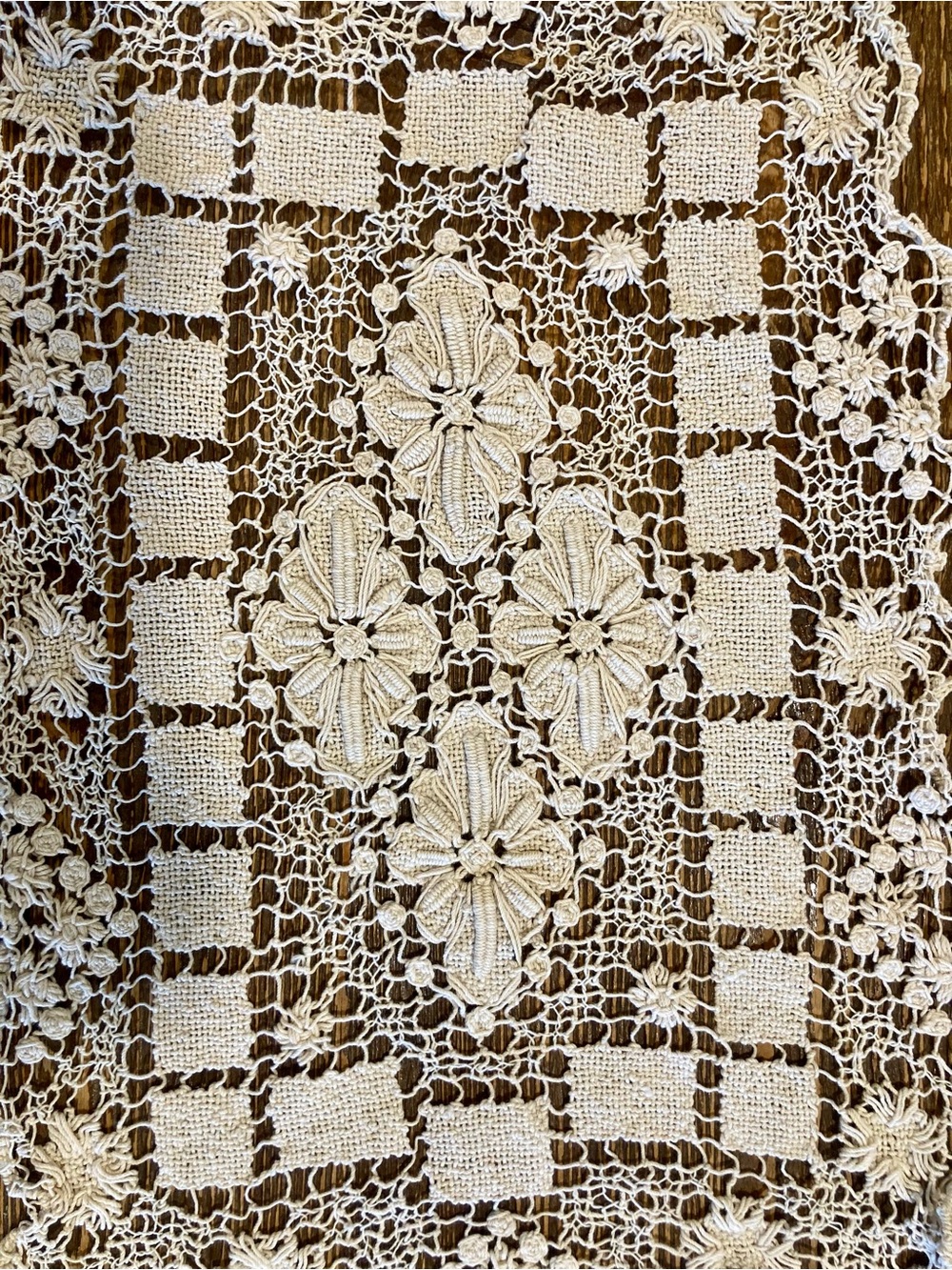 Small Rectangle Doily Table Accent in Cream Flower Design Crochet - Picture 3 of 13